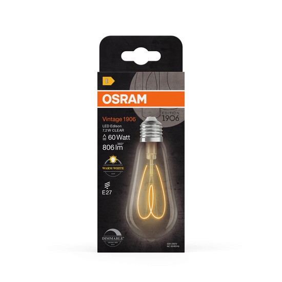 OSRAM LED Lampe Vintage 1906 CLASSIC Edison 7.2W 927 Clear E27 Dimmbar Warmweiss 4058075836969