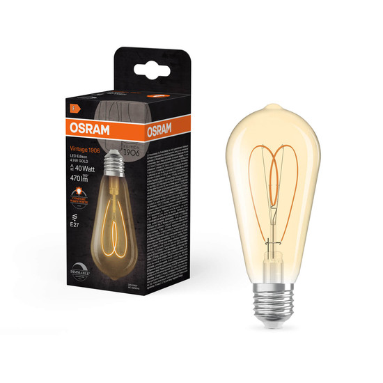 OSRAM LED Lampe Vintage 1906 CLASSIC Edison 4.9W 922 Gold E27 Dimmbar Warmweiss 4058075836983