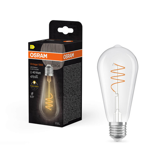 OSRAM LED Lampe Vintage 1906 Edison 3.4W 827 Clear E27 Warmweiss 4058075837027