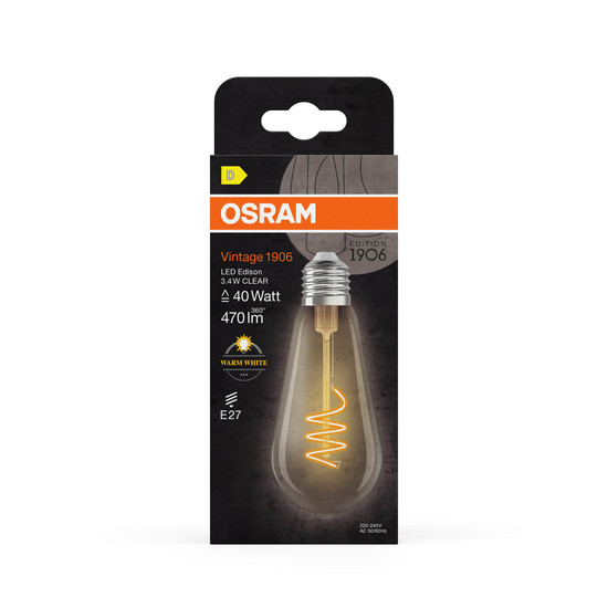OSRAM LED Lampe Vintage 1906 Edison 3.4W 827 Clear E27 Warmweiss 4058075837027