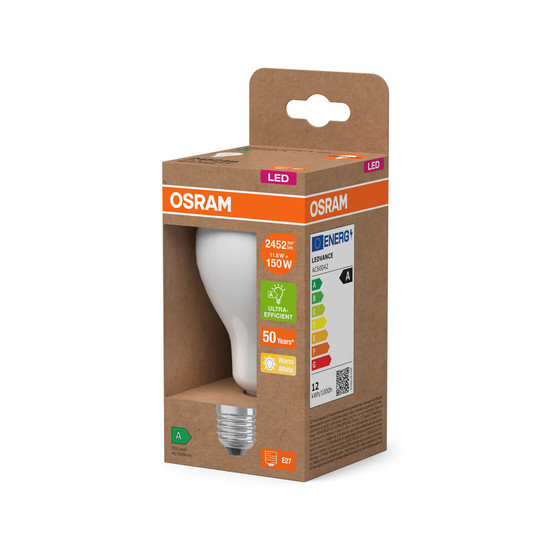 OSRAM LED Lampe LAMPS ENERGY CLASS A höchste Energieeffizienzklasse A Filament CLASSIC A 11.6W 827 Frosted E27 Warmweiss 4058075839182