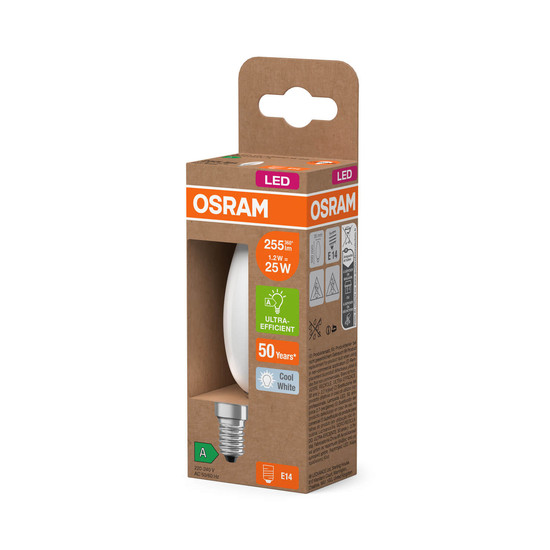 OSRAM LED Lampe CLASSIC B höchste Energieeffizienzklasse A 1.2W 840 Frosted E14 Neutralweiss 4058075839281