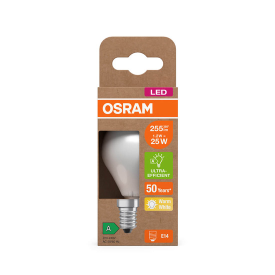 OSRAM LED Lampe CLASSIC P höchste Energieeffizienzklasse A 1.2W 827 Frosted E14 Warmweiss 4058075839380