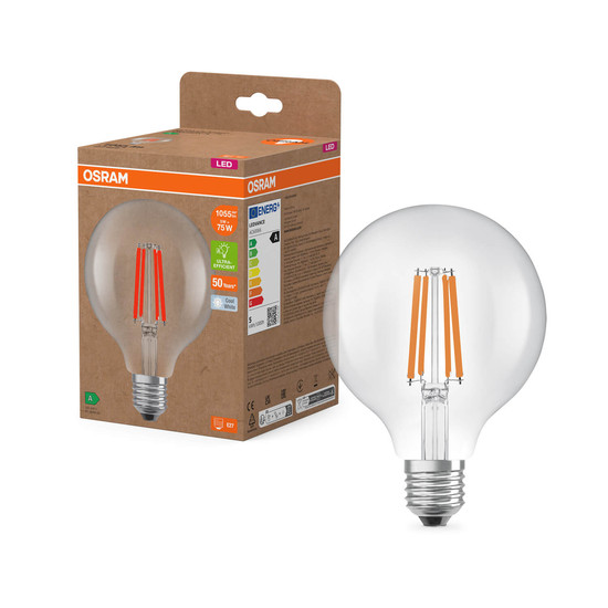 OSRAM LED Lampe LAMPS ENERGY CLASS A höchste Energieeffizienzklasse A Filament CLASSIC Globe 5W 840 Clear E27 Neutralweiss 4058075839526
