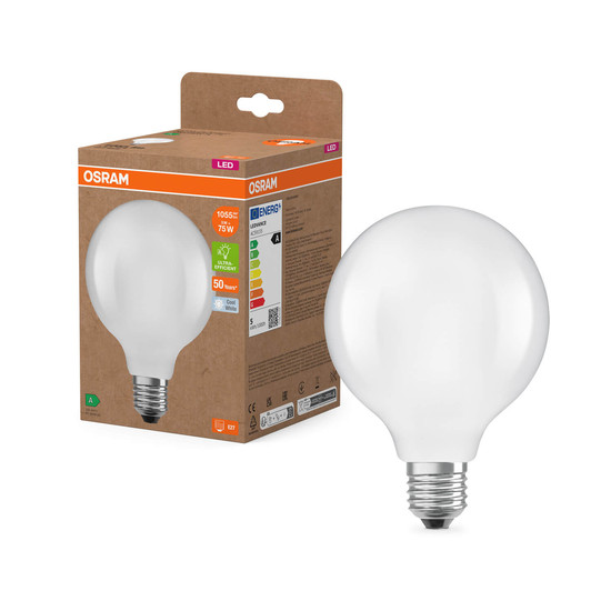 OSRAM LED Lampe LAMPS ENERGY CLASS A höchste Energieeffizienzklasse A Filament CLASSIC Globe 5W 840 Frosted E27 Neutralweiss 4058075839564