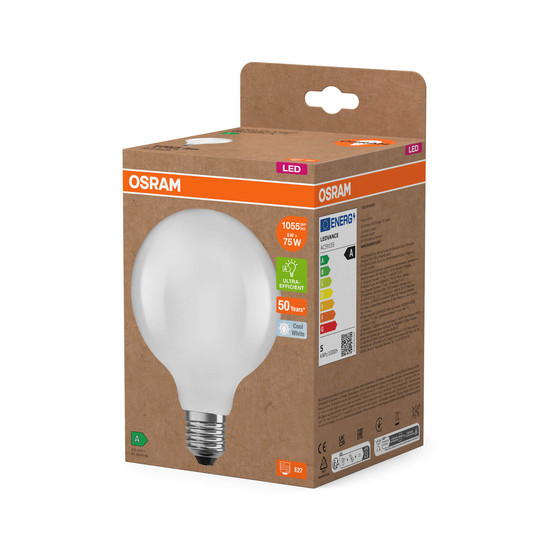 OSRAM LED Lampe LAMPS ENERGY CLASS A höchste Energieeffizienzklasse A Filament CLASSIC Globe 5W 840 Frosted E27 Neutralweiss 4058075839564