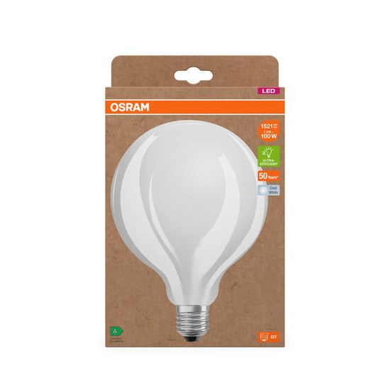 OSRAM LED Lampe LAMPS ENERGY CLASS A höchste Energieeffizienzklasse A Filament CLASSIC Globe 7.2W 840 Frosted E27 Neutralweiss 4058075839663