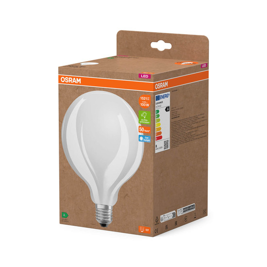 OSRAM LED Lampe LAMPS ENERGY CLASS A höchste Energieeffizienzklasse A Filament CLASSIC Globe 7.2W 865 Frosted E27 Kaltweiss 4058075839687