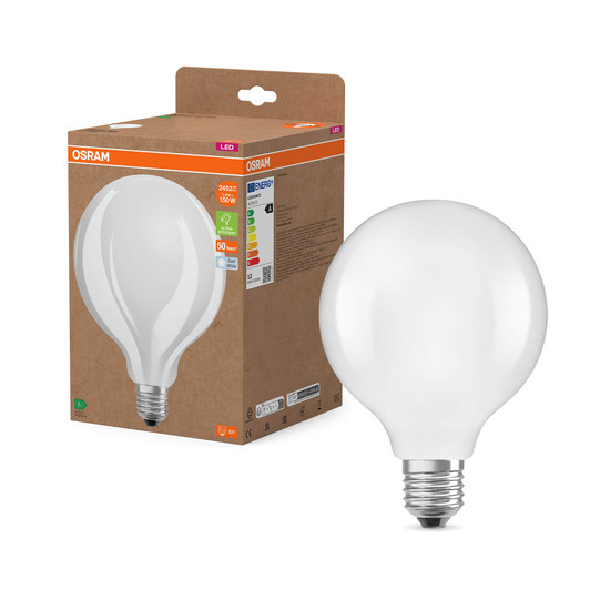 OSRAM LED Lampe LAMPS ENERGY CLASS A höchste Energieeffizienzklasse A Filament CLASSIC Globe 11.6W 840 Frosted E27 Neutralweiss 4058075839700