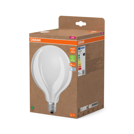 OSRAM LED Lampe LAMPS ENERGY CLASS A höchste Energieeffizienzklasse A Filament CLASSIC Globe 11.6W 840 Frosted E27 Neutralweiss 4058075839700