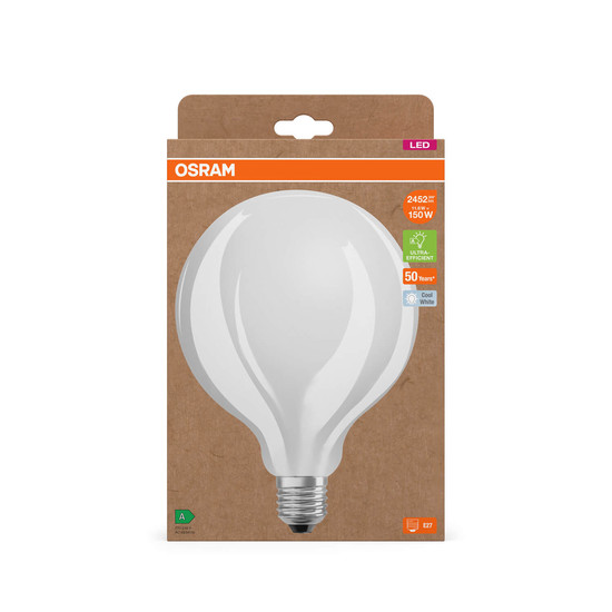 OSRAM LED Lampe LAMPS ENERGY CLASS A höchste Energieeffizienzklasse A Filament CLASSIC Globe 11.6W 840 Frosted E27 Neutralweiss 4058075839700