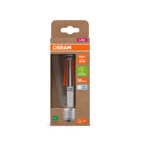 OSRAM LED Lampe LAMPS ENERGY CLASS A höchste Energieeffizienzklasse A Filament CLASSIC Edison 3.8W 840 Clear E27 Neutralweiss 4058075839762