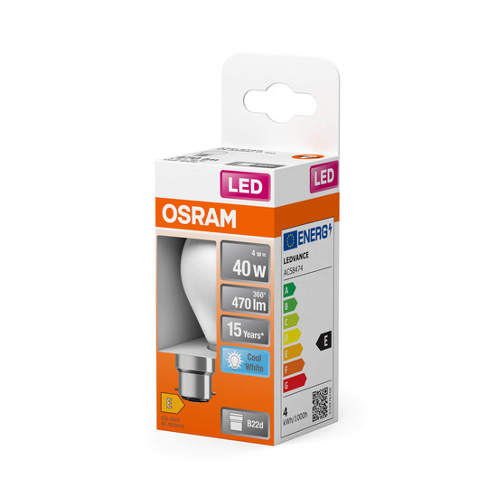 OSRAM LED Lampe Retrofit CLASSIC P 4W 840 Frosted B22d Neutralweiss 4058075839885