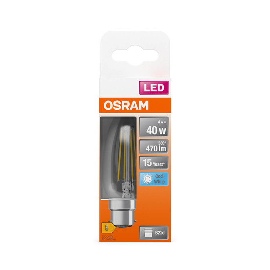 OSRAM LED Lampe Retrofit CLASSIC B 4W 840 Clear B22d Neutralweiss 4058075839908