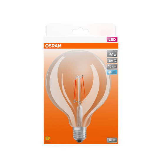 OSRAM LED Lampe Retrofit CLASSIC GLOBE125 7W 840 Clear E27 Neutralweiss 4058075839946