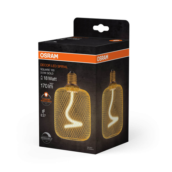 OSRAM LED Designleuchte DECOR SPIRAL Filament LAMP IN METAL HOUSING 3.5W 818 E27 Dimmbar Warmweiss 4058075840225