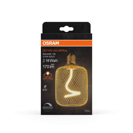 OSRAM LED Designleuchte DECOR SPIRAL Filament LAMP IN METAL HOUSING 3.5W 818 E27 Dimmbar Warmweiss 4058075840225