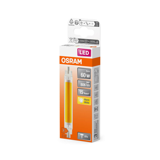 OSRAM LED Lampe SLIM LINE R7S 8W 827 Glas R7s Warmweiss 4058075840485