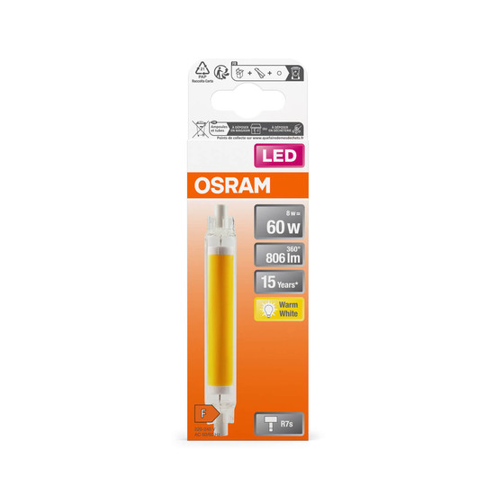 OSRAM LED Lampe SLIM LINE R7S 8W 827 Glas R7s Warmweiss 4058075840485