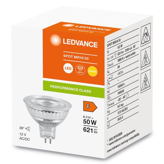 LEDVANCE LED MR16 6.5W 830 GU5.3 Spot, Strahler 621lm 3000K warmweiss wie 50W 4099854047992