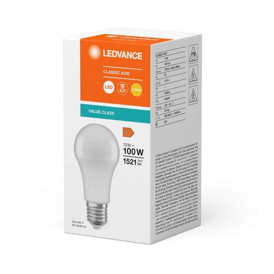 LEDVANCE LED CLASSIC A 13W 827 gefrostet E27 Lampe 1521lm 2700K warmweiss wie 100W 4099854048906