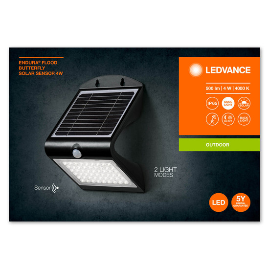 LEDVANCE LED Flutlicht ENDURA Flood Solar Butterfly Solar Sensor 4W Neutralweiss 4099854089671