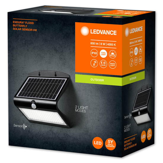 LEDVANCE LED Flutlicht ENDURA Flood Solar Butterfly Solar Sensor 8W Neutralweiss 4099854089695