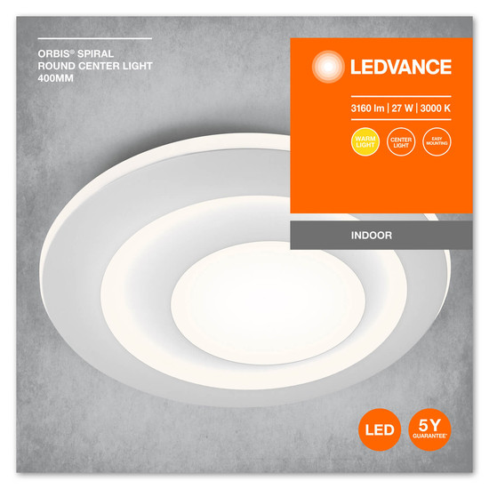 LEDVANCE LED Deckenleuchte ORBIS SPIRAL MAIN AND SIDE LIGHT 40cm 27W White Warmweiss 4099854093104