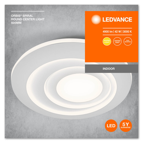 LEDVANCE LED Deckenleuchte ORBIS SPIRAL MAIN AND SIDE LIGHT 50,5cm 42W White Warmweiss 4099854093203