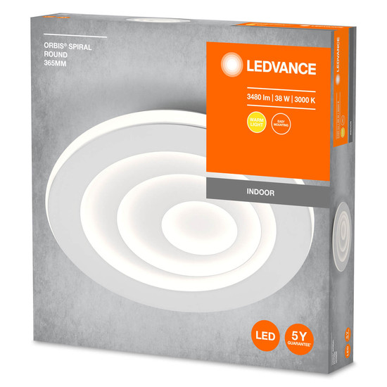 LEDVANCE LED Deckenleuchte ORBIS SPIRAL ROUND 36,5cm 38W White Warmweiss 4099854093357