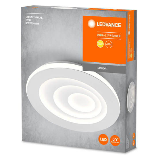 LEDVANCE LED Deckenleuchte ORBIS SPIRAL OVAL 36cm 27W White Warmweiss 4099854093494