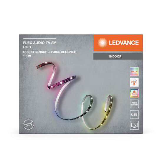 LEDVANCE Lichtleiste FLEX INDOOR AUDIO USB COLOR SENSOR 2M RGB Color Sensor USB RGB Farbwechsel / Multicolor 4099854095283