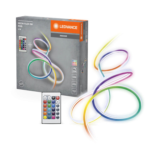 LEDVANCE Lichtleiste NEONFLEX USB WITH REMOTE CONTROL 2M RGB USB + RC Dimmbar RGB Farbwechsel / Multicolor 4099854095306