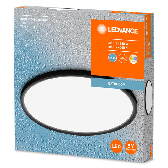 LEDVANCE LED Deckenleuchte Bathroom Ceiling CCT IP44 30cm Black Click-CCT Warm weiß,Neutralweiss 4099854096112