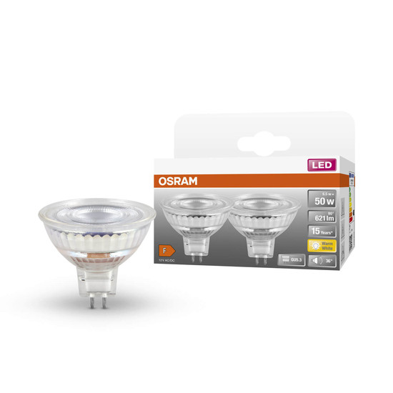 2er Pack OSRAM LED Spot, Strahler STAR MR16 12 V 6.5W 827 GU5.3 Warmweiss 4099854115356