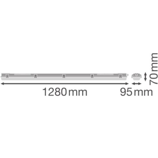 LEDVANCE DAMP PROOF Feuchtraumleuchtengehäuse EMERGENCY 120cm für 2 Röhren IP65 G13 dimmbar 4099854148903