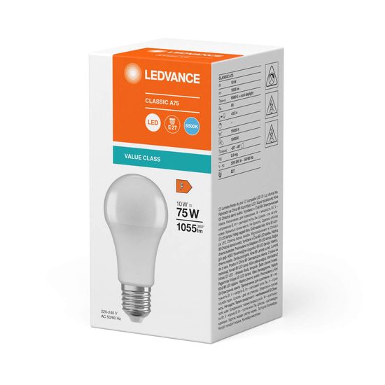 LEDVANCE LED CLASSIC A 10W 865 gefrostet E27 Lampe 1055lm 6500K tageslichtweiss wie 75W 4099854151002