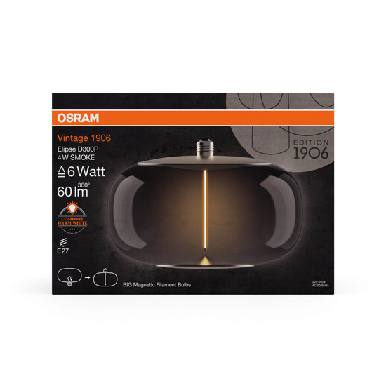 OSRAM LED Lampe Vintage 1906 BIG DECORATIVE BULB WITH Filament-MAGNETIC STYLE 4W 818 Smoke E27 Warmweiss 4099854173929