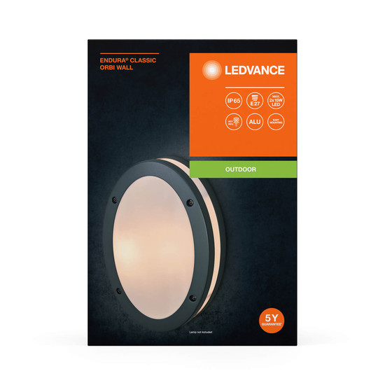 LEDVANCE Außenleuchte Endura Classic IP65 E27 Orbi Wall Dark Gray 4099854182945