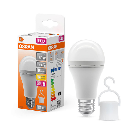 OSRAM LED Lampe RECHARGEABLE LAMPS 8W 827 Frosted E27 Warmweiss 4099854190087