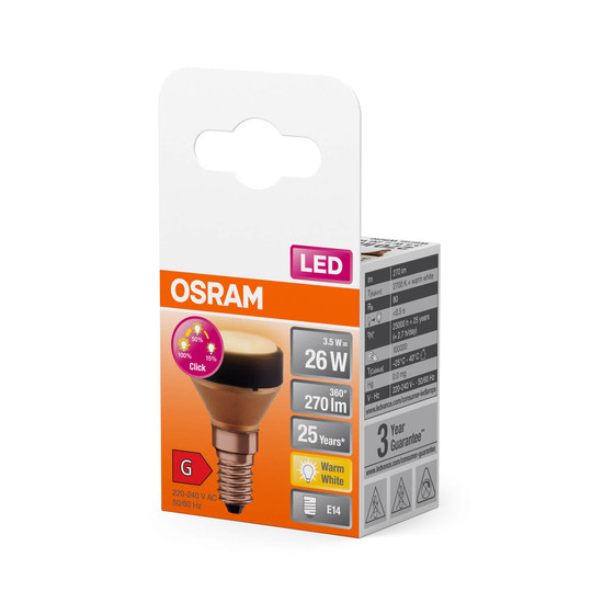 OSRAM LED Designleuchte FLAT LAMP 3 STEP 3.5W 827 Frosted E14 Warmweiss 4099854356834