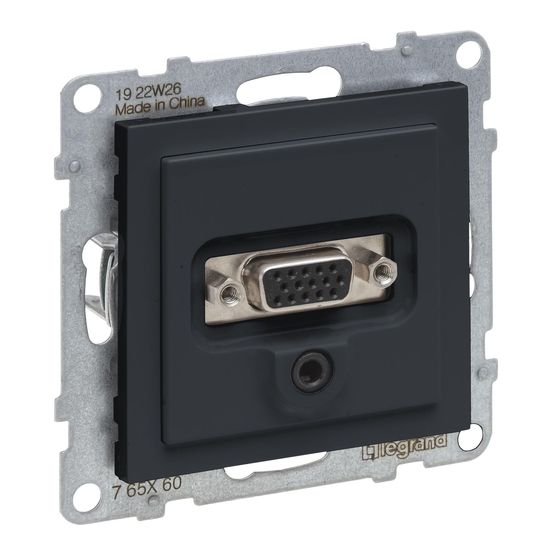 Legrand SEANO HD15 Anschlusseinheit + 3 mm Jack, Einsatz inklusive Abdeckung, Schraubklemmen, Anthrazit, 765460