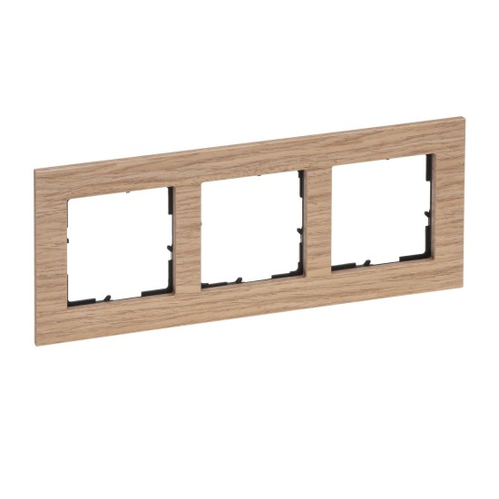 Legrand SEANO Natura 3-fach Rahmen aus Echtmaterial, nachhaltige Produktion und Verpackung, Designausführung: Holz Eiche hellbraun, 766143