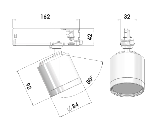 Lival LED-Stromschienenstrahler Standard HE 23,9W 930 2896lm 36° silber 90Ra