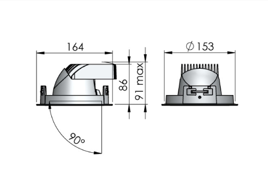 Lival LED-Deckeneinbaustrahler Mini Lean DL 25W 930 2300lm 55° silber 90Ra
