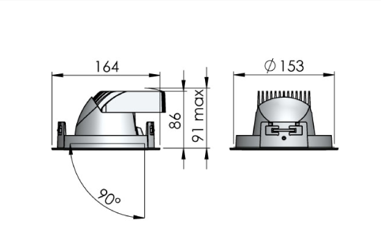 Lival LED-Deckeneinbaustrahler Mini Lean DL 25W 930 2300lm 55° weiss 90Ra