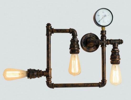 LUCE Design Amarcord Wasserroht-Wandleuchte 3x E27 Industrie-Design