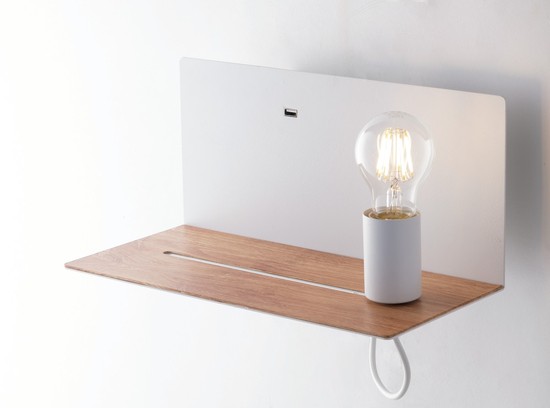 LUCE Design Flash Wandleuchte E27 dimmbar Weiß, Holzmuster