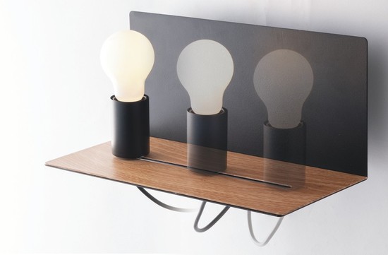 LUCE Design Flash Wandleuchte E27 dimmbar Schwarz, Holzmusterfarb