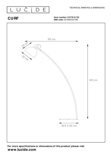 Lucide CURF Stehleuchte E27 360° drehbar Schwarz, Helles Holz 03713/01/30